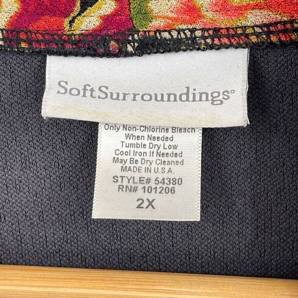 Soft Surroundings Black Floral Trim One Button Kimono Cardigan Jacket 2X - Picture 3 of 6